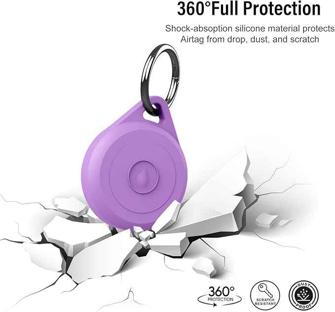 for Air tag Keychain Holder Case for Apple Air tag, 2 Pack of IPX8 Waterproof, Fully Shockproof, Anti Scratch for Air tag Holder Case for Key, Kid, Bag, Luggage, Pets Collar
