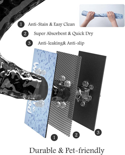 Pet Feeding Mat-Absorbent Dog Mat for Food and Water Bowl-No Stains Quick Dry Water Dispenser Mat-Dog Accessories Pet Supplies-Bowl for Messy Drinkers（PAW,23"x34"