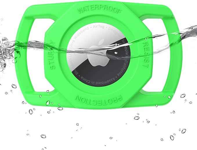 SANKALA Airtag Dog Collar Holder, [1 Pack] Waterproof Airtag Case for Dog Collar, TPU & Silicone Full Body Covered Anti-Lost Apple Air Tag Collar Holder Protective Airtag Case for Pet Collar, Green