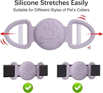 2 Pack Case for Airtag Dog Cat Collar Holder, Soft Silicone Anti-Lost Waterproof Protective Case Compatible with Apple Airtag, for Pet Dog Cat Collars Holder