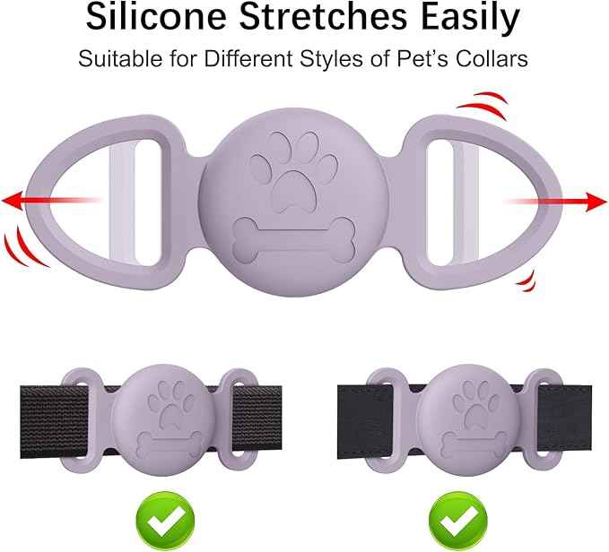 2 Pack Case for Airtag Dog Cat Collar Holder, Soft Silicone Anti-Lost Waterproof Protective Case Compatible with Apple Airtag, for Pet Dog Cat Collars Holder