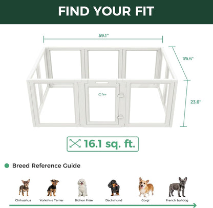 FXW AuraSpace Acrylic Indoor Unleashed Dog Playpen for Puppies and Small Dogs, 24 Inch, 10 Panels, White