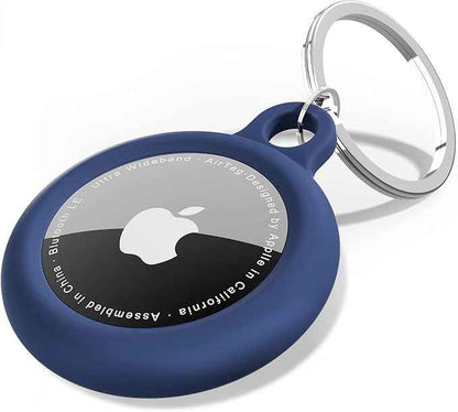 Oakxco for Airtag Keychain Silicone, Airtag Holder with Key Ring, Air Tag Cover Cute Accessories for Kids, Luggage, Car Dog Collar, Car, Compatible with Apple Airtag Case Waterproof Tracker, Navy Blue