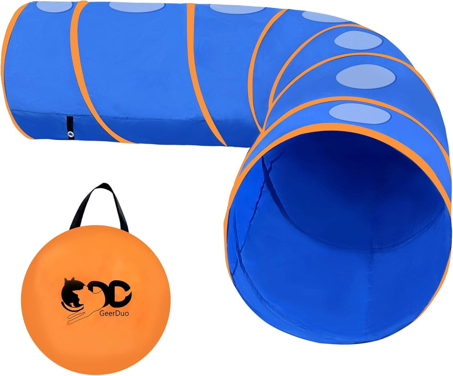 Dog Agility Tunnel with Ventilated mesh, Dog Agility Equipment, Dog Agility Training with Carry Bag (Blue+Orange)