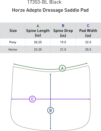 HORZE Adepto Quilted Quick-Dry Dressage Saddle Pad for Horses with Two-Tone Trim