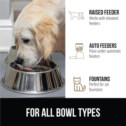 GORILLA GRIP 100% Waterproof Raised Edge BPA Free Silicone Pet Feeding Mat, Dog Cat Food Mats Contain Spills Protects Floors, Placemats for Cats and Dogs Water Bowl, Pets Accessories 32x24 Gray