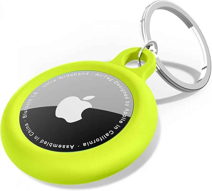 oakxco for Airtag Keychain Silicone Neon Green, Airtag Holder with Key Ring, Air Tag Cover Cute Accessories for Kids, Luggage, Car Dog Collar, Car, Compatible with Apple Airtag Case Waterproof, Lime