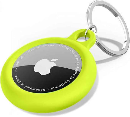 oakxco for Airtag Keychain Silicone Neon Green, Airtag Holder with Key Ring, Air Tag Cover Cute Accessories for Kids, Luggage, Car Dog Collar, Car, Compatible with Apple Airtag Case Waterproof, Lime