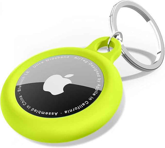 oakxco for Airtag Keychain Silicone Neon Green, Airtag Holder with Key Ring, Air Tag Cover Cute Accessories for Kids, Luggage, Car Dog Collar, Car, Compatible with Apple Airtag Case Waterproof, Lime
