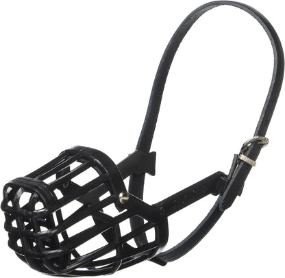 Leather Brothers Italian Basket Dog Muzzle, Adjustable Secure Fit, Comfortable Design, Training and Safety, Averts Biting, Prevents Chewing and Scavenging, Perfect for Grooming - Black, Size 3
