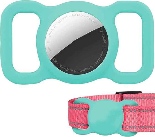 Protective Air tag Case for Dog Collar, Pet/Dog Collar Holder Case Compatible with Apple Air Tag, Waterproof Air tag Loop for GPS Tracker Lightweight Soft Anti Scratch Anti Lost (Mint Green)