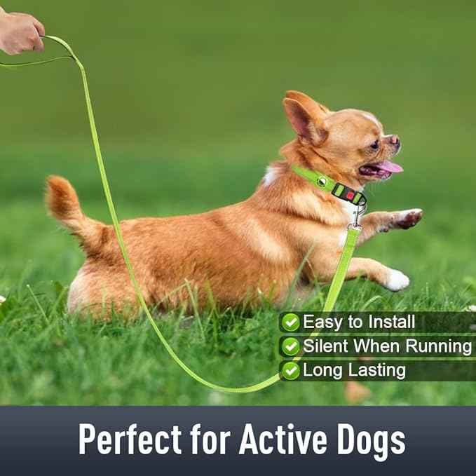 AirTag Dog Collar with AirTag Holder Compatible for Air Tag, Reflective Soft Padded, Safety Locking Buckle, Adjustable Nylon for Small Medium Large Dogs (Green,M)