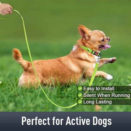 AirTag Dog Collar with AirTag Holder Compatible for Air Tag, Reflective Soft Padded, Safety Locking Buckle, Adjustable Nylon for Small Medium Large Dogs (Green,M)