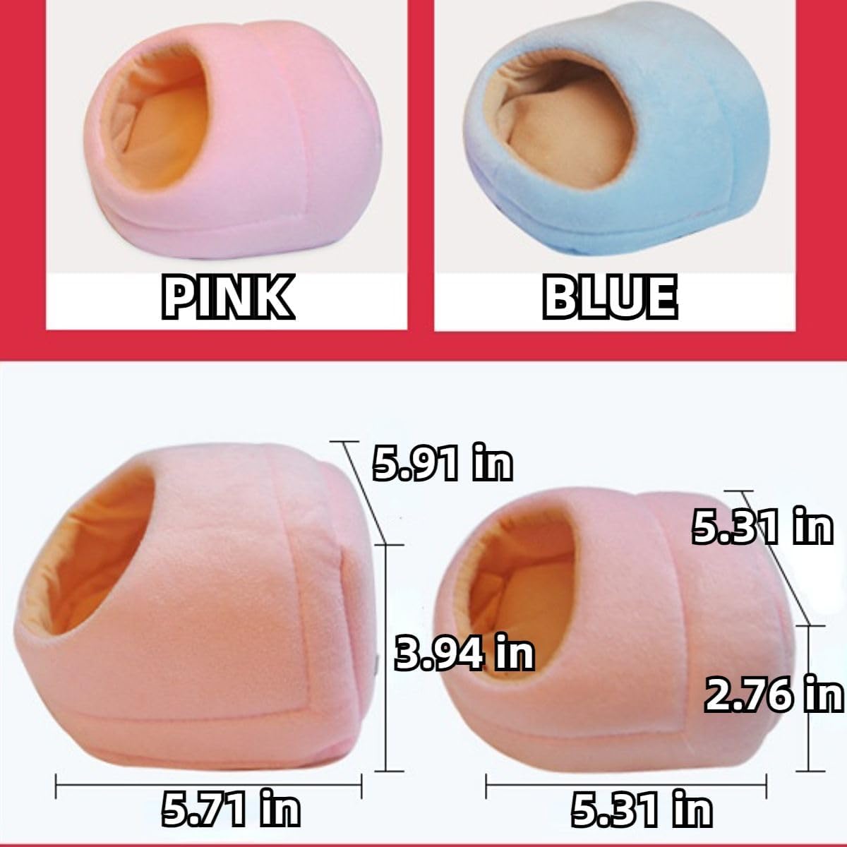 Rat Hamster House Bed Winter Warm Small Pet Squirrel Hedgehog Chinchilla Rabbit Guinea Pig Bed House Cage Nest Hamster Accessories (Blue,Small)
