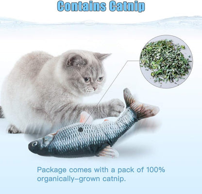 TOOGE 2 Pack 9" Floppy Fish Cat Toys with SilverVine and Catnip for Indoor Cats for Small Dogs Interactive Automatic Flopping Kicker Toys for Cats Puppy (Red Carp + Carp)