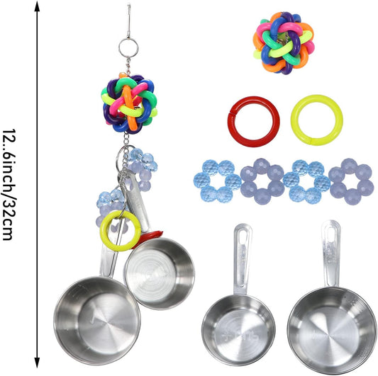 Litewoo Bird Stainless Steel Bell Toys, Safe and Stable Hanging Spoons Pipe Chew Bite Toy(D)