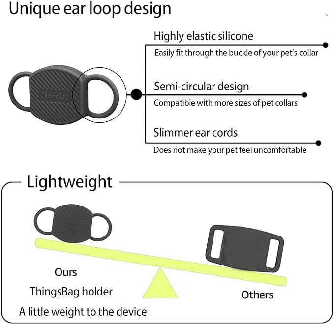 Dog Collar Airtag Holder 4 Pack, Waterproof Companion of Air Tag Trackers Locator Case, Protective itag Apple GPS Holder Compatible with Cat Collars, Silicone Dog airtag Holder