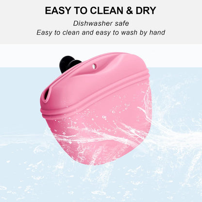 Left&Right Dog Clicker Training Kit,Silicone Dog Training Treat Pouch and Dog Clickers,Dog Treat Bag with Clicker Training for Dogs,Pet Treat Bag with Magnetic Buckle Closing and Waist Clip,Pink
