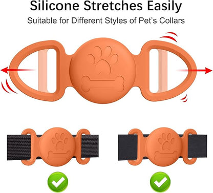 2 Pack Case for Airtag Dog Cat Collar Holder, Soft Silicone Anti-Lost Waterproof Protective Case Compatible with Apple Airtag, for Pet Dog Cat Collars Holder