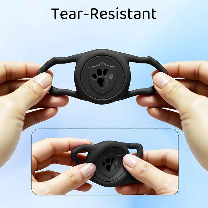 for Airtag Dog Collar Holder – IP68 Waterproof Dog Air Tag Holder for Dog Collar, Anti-Lost & Durable Silicone Case, Compatible with Apple AirTags (Black)