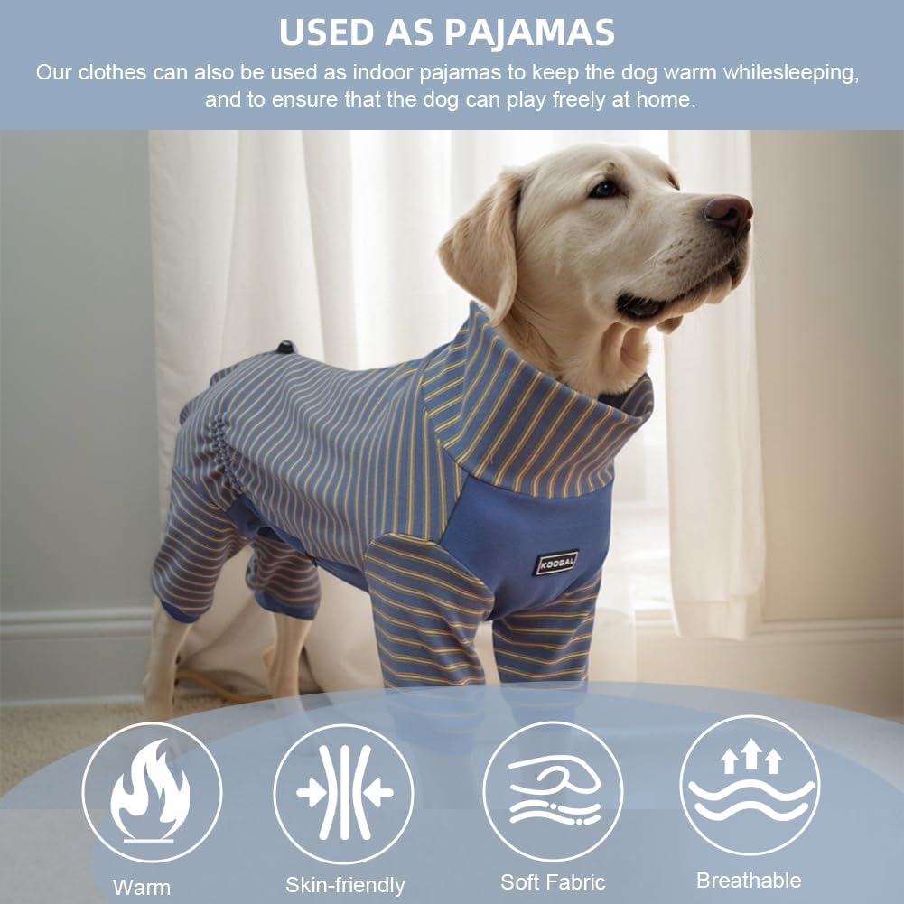 Dog Pyjamas PJS Sweater Clothes and Home Clothing Suitable for Large to Giant Breeds of Dogs, Dog Surgery Recovery Suit, Extra-Large Stretch Fabric, Four-Legged (Thickened Blue Stripes, 6XL)
