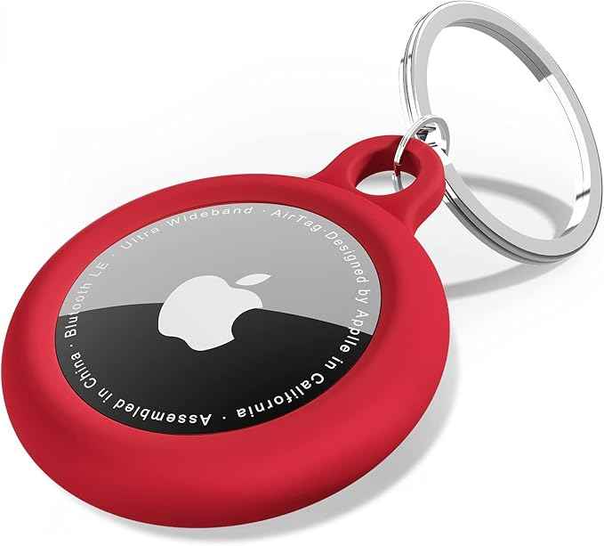 oakxco for Airtag Keychain Silicone, Airtag Holder with Key Ring, Air Tag Cover Cute Accessories for Kids, Luggage, Car Dog Collar, Car, Compatible with Apple Airtag Case Waterproof Tracker, Red