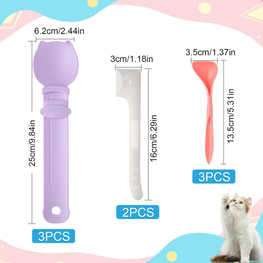 Cat Treat Dispenser Cat Treat Spoon Squeeze 8PCS Lickable Cat Holder with Cat Strip Feeder Spoon and Temptations Licky Treats Happy Cat Tube and Squeeze Up Cat Food Spoons for Wet Food (Cat Head)