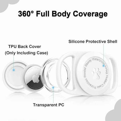 Waterproof Dog Collar GPS Tag Case [1 Pack] - Durable TPU+Silicone Holder, Lightweight Full Protection Cover (White)
