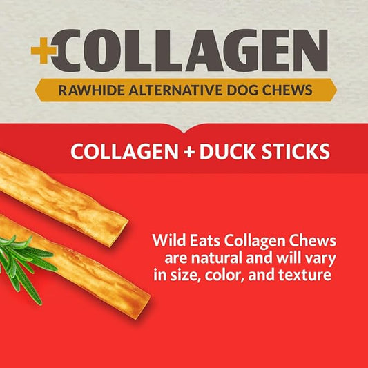 Wild Eats Collagen Real Salmon Sticks for Dogs 25ct - Long Lasting Dog Chews No Hide Dog Treat Bully Stick Alternative, Rawhide Free, Grain Free, High Protein