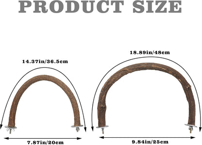 2 Pack Bird Perch Stand, Natural Wood U Shape Parrot Stand Pole, Bird Cage Accessories, Suitable for Small to Medium Birds Parakeets Cockatiels Budgie Lovebirds