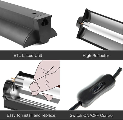 MRREPTILE T8 UVB Reptile Light, 15W 10.0 UVB Lamp for Desert Reptiles, Bearded Dragon UVB Light Bar, UVB Reptile Liner Light Fixture and Tube Bulb