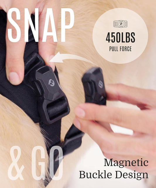 2025 New Edition, Fei & Eve MagEase Dog Harness - 3-Second Magnetic Buckles | 3-Point No-Pull Control | Heavy-Duty 900D Nylon | Dual Safety Handles | Breathable Mesh | Adjustable Fit |Small, Blue