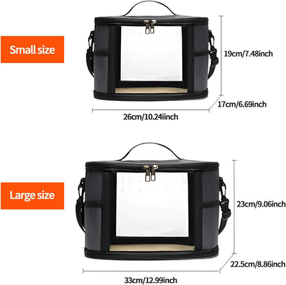 Bird Travel Carrierm, Small Bird Travel Backpack Carrier Cage with Tray and Breathable Clear Window, for Parakeet Cockatiel Budgies, for Camping Hiking (Small-Pink)