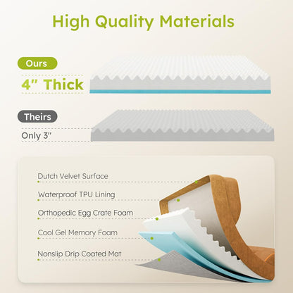 Jumbo Dog Bed for Extra Large Dogs, Orthopedic Dog Bed with Cooling Gel Memory Foam, Waterproof Pet Bed with Removable Washable Cover, 45" Pet Sofa Couch Dutch Velvet with Bone Toy, Brown