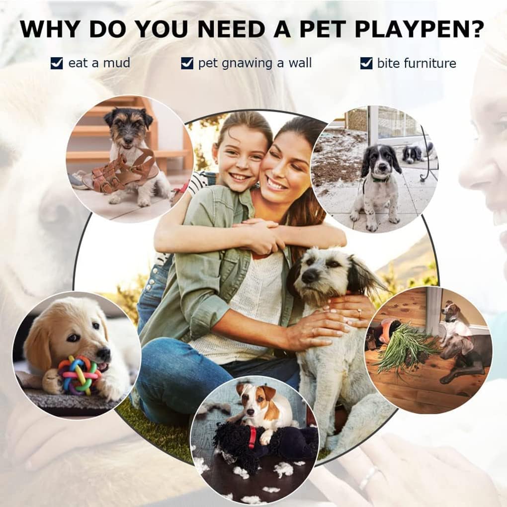 BestPet | Dog Playpen | 24 Inch, 16 Panels | Heavy Duty Metal Pet Exercise Pen | Indoor Outdoor Fence Panels | Rust-Resistant, Removable, Tool-Free Setup | Anti-Skid, Expandable Design