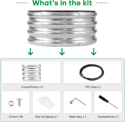 JERIA Raised Garden Bed,Galvanized Raised 2 PCS 2×2×1ft Planter Boxes Outdoor with Easy Assembly, Round Garden Bed for Vegetables, Fruits, Flowers