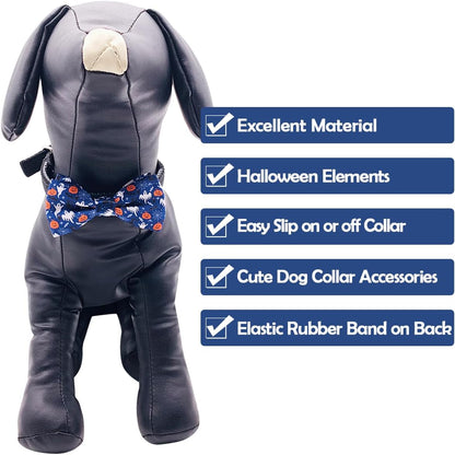 PET SHOW 10pcs Halloween Large Dog Bow Ties for Medium Big Detachable Dogs Bowties with Elastic Bands Attach to Collar Pet Grooming Collar Attachment Accessories
