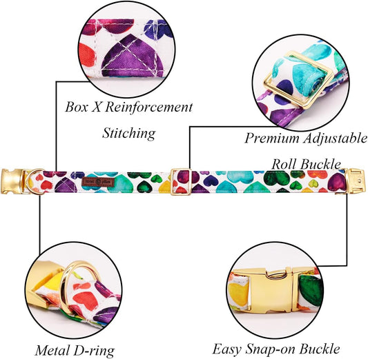 Lionet Paws Valentine's Day Dog and Cat Collar with Bowtie, Soft and Comfortable, Adjustable Collar for Puppies and Cats, Neck 8-12 inches