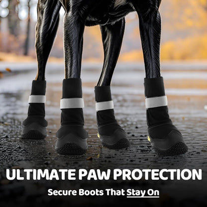 Hcpet Dog Shoes, Dog Boots & Paw Protectors for Winter Snowy Days, Rainy Weather, Outdoor Anti-Slip Sole Dog Booties for Hardwood Floor Black-Leg 3