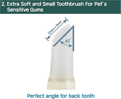 Cat Toothbrush & Toothpaste Kit – Flavor-Free Dental Gel for Cats – Finger Brush & Handle for Daily Oral Care – Plaque & Tartar Cleaning for Kittens and Adult Cats (1 Pack, 3 Count)