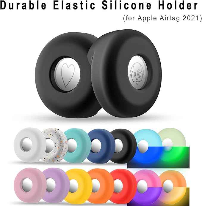 for Airtag Holder for Dog Collar, Cibaabo Silicone Air Tag Case Cover Compatible with Apple Airtags for 0.8-1.2inch Cat Pet Collar Harness Loop
