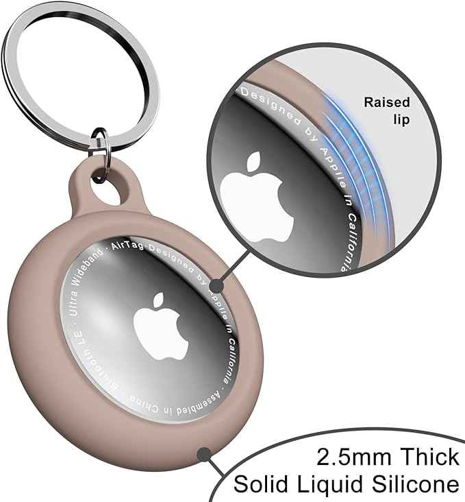 oakxco Brown Airtag Keychain Silicone, Airtag Holder with Key Ring, Air Tag Cover Cute Accessories for Kids, Luggage, Car Dog Collar, Car, Compatible with Apple Airtag Case Fall Color
