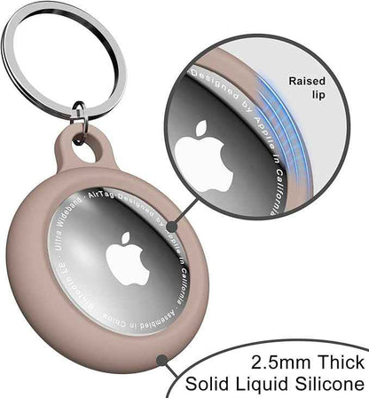 oakxco Brown Airtag Keychain Silicone, Airtag Holder with Key Ring, Air Tag Cover Cute Accessories for Kids, Luggage, Car Dog Collar, Car, Compatible with Apple Airtag Case Fall Color