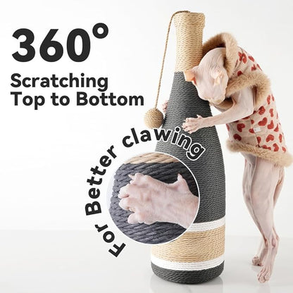 Premium Natural Hemp Cat Scratcher, Durable Scratching Post for Indoor Cats, Stable Climbing Pole, Furniture Protector, Kitten Play Tower, Activity Center with Bonus 20 X 15” Pet Bed