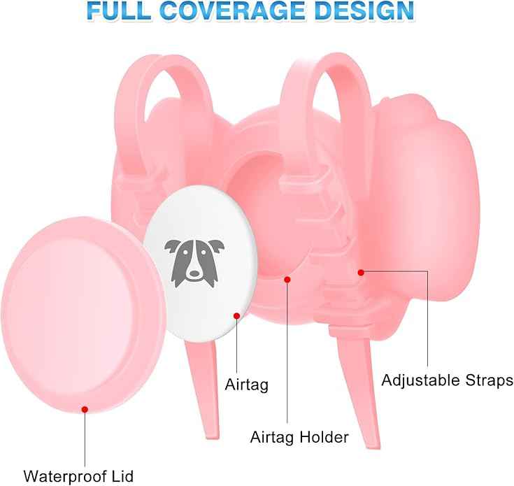 Airtag Dog Collar Holder - Silicone IPX8 Waterproof Airtag Cat Collar - Secure and Stylish, Adjustable Strap Fits All Widths