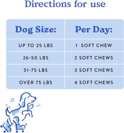 Bocce's Bakery Hip & Joint Supplement for Dogs, Daily Chews Made in The USA with Glucosamine, MSM, and Chondroitin, Supports Healthy Joints, Peanut Butter & Honey, 60 ct
