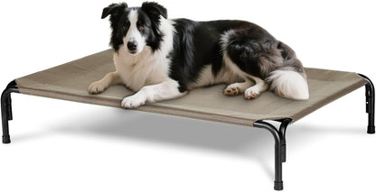 Elevated Dog Bed for Outdoor, Large Raised Dogs Cot for Training, Cooling Pet Beds with Washable Mesh, Indestructible Lifted Platform for Outside Camping, 41 inch Brown