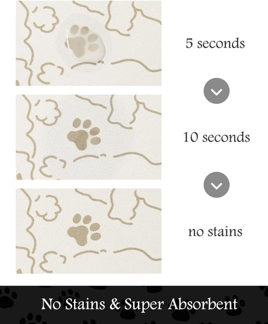 Pet Feeding Mat-Absorbent Dog Mat for Food and Water Bowl-No Stains Quick Dry Water Dispenser Mat-Dog Accessories Pet Supplies-Bowl for Messy Drinkers(FRAMEDOGS,17"x28"