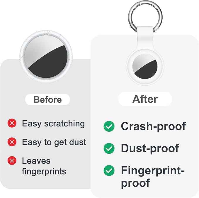 Case for AirTag 2nd Gen (2026) & 1st Gen, Silicone Holder Keychain Key Ring, Protective Cover for Apple for Air Tags, GPS Finder Accessories for Bags, Pets, Kids, Luggage, White