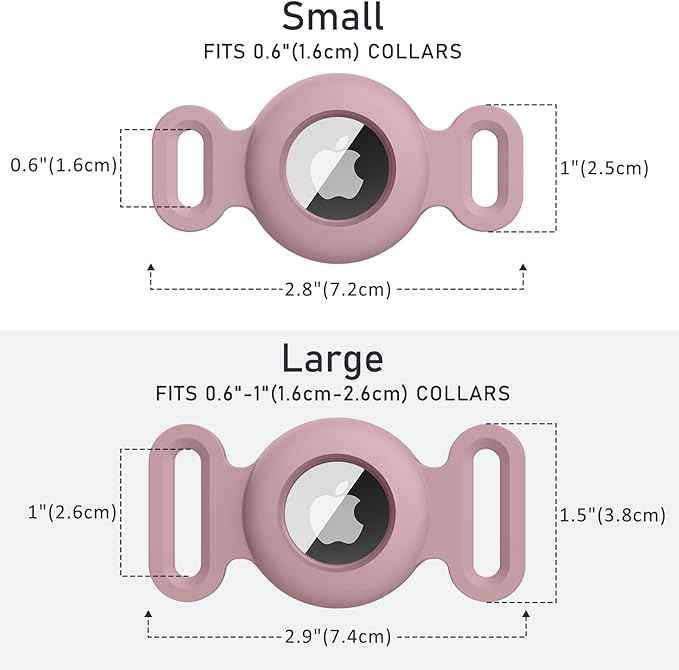 2 Pack Case for Airtag Dog Cat Collar Holder, Soft Silicone Anti-Lost Waterproof Protective Case Compatible with Apple Airtag, for Pet Dog Cat Collars Holder